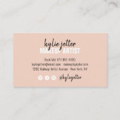 Makeup artist bold signature script blush pink business card (Back)