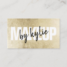 Makeup artist bold signature script chic gold foil business card