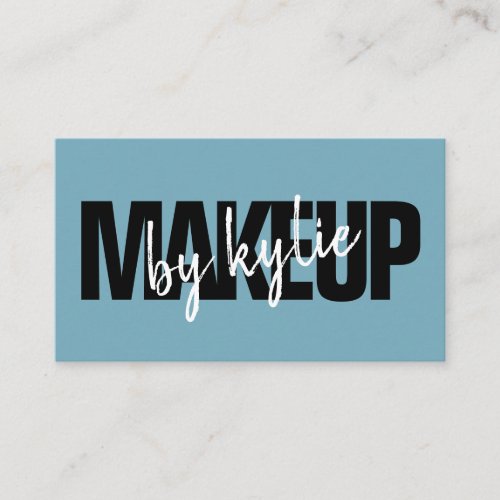 Makeup artist bold signature script pastel blue business card