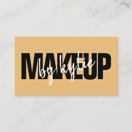Makeup artist bold typography script yellow gold business card