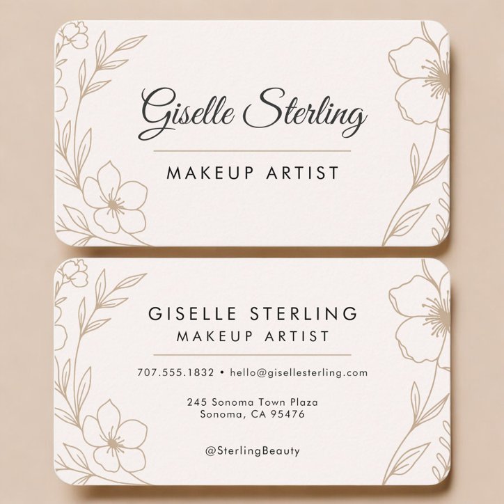 Makeup Artist Botanical Blush Black Business Card
