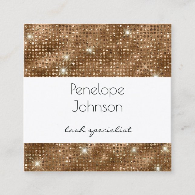 Makeup Artist Bronze Sparkle Glam  Square Business Card (Front)