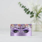 Makeup Artist Brow Eyelash Drips Purple Holograph Business Card (Standing Front)