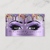 Makeup Artist Brow Eyelash Drips Purple Holograph Business Card (Front)