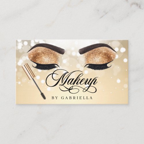 Makeup Artist Brow Eyelash Gold Glitter Business C Business Card