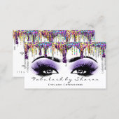 Makeup Artist Brow Eyelash Gray Purple Holograph Business Card (Front/Back)