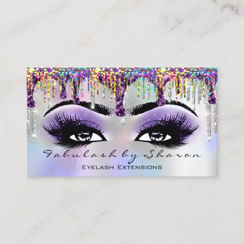 Makeup Artist Brow Eyelash Gray Violet Holograph Business Card