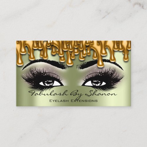 Makeup Artist Brow Eyelash Green  Drips Honey Business Card