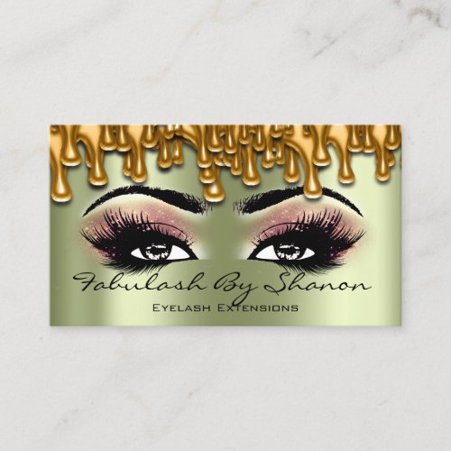 Makeup Artist Brow Eyelash Green  Drips Rose Business Card