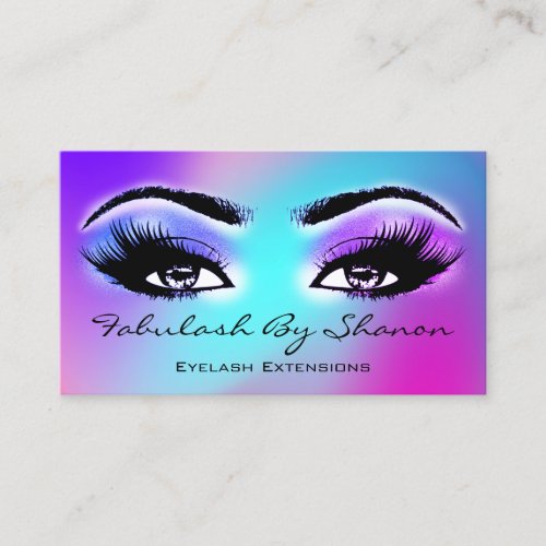 Makeup Artist Brow Eyelash Holograph Pink Ocean Business Card