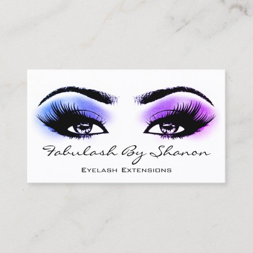 Makeup Artist Brow Eyelash Pink Blue Smoky Business Card