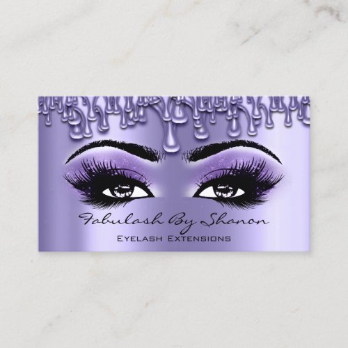 Makeup Artist Brow Eyelash Purple Drips Business Card