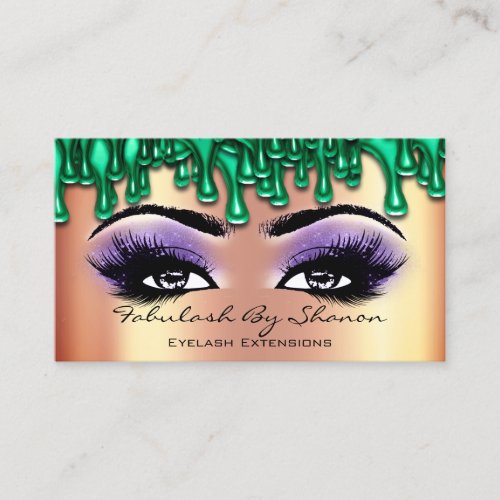 Makeup Artist Brow Eyelash Rose Drips green Business Card