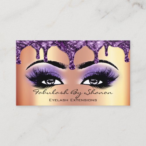 Makeup Artist Brow Eyelash Rose Drips Purple Business Card