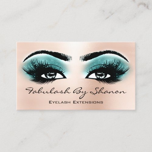 Makeup Artist Brow Eyelash Smoky Blue Teal Business Card