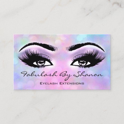 Makeup Artist Brow Eyelash Smoky Holograph Pink Business Card