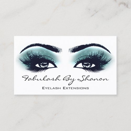 Makeup Artist Brow Eyelash Smoky Teal Blue Business Card