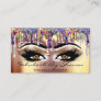 Makeup Artist Brown Eyelash Gold Drips Holographic Business Card