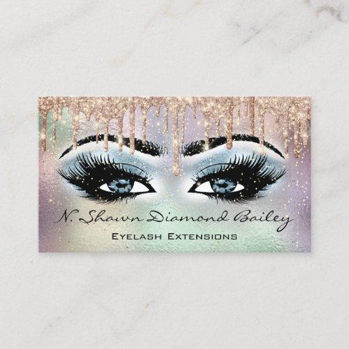 Makeup Artist Brown Eyelash Rose Smoky Blue VIP Business Card