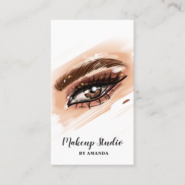 Makeup  Artist Brown Eyes Long Lashes Business Card (Front)