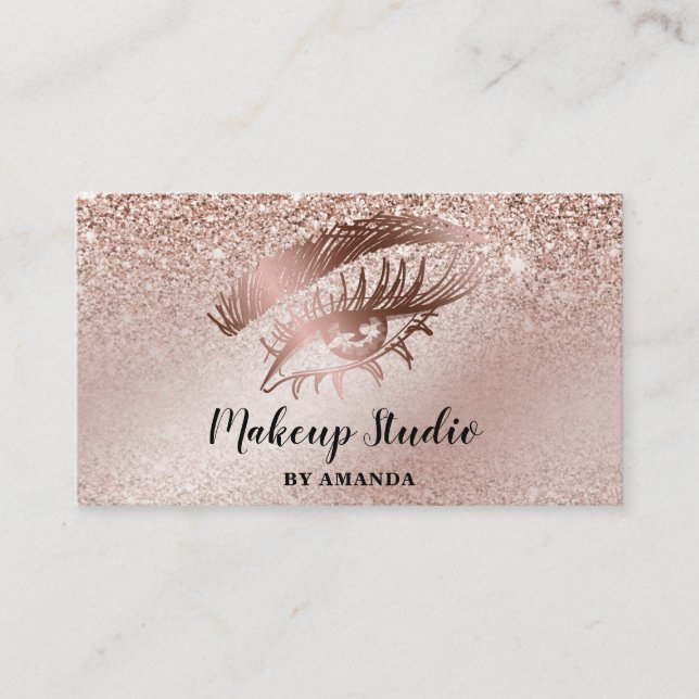 Makeup  Artist Brown Eyes Long Lashes Business Card (Front)