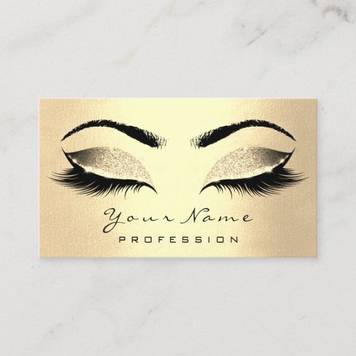 Makeup Artist Brown Lashes Glitter Champaigne Gold Business Card