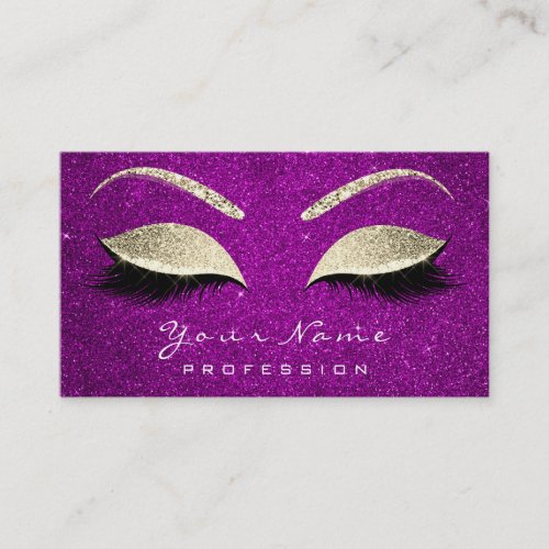 Makeup Artist  Brown Lashes Glitter Pink Gold Business Card