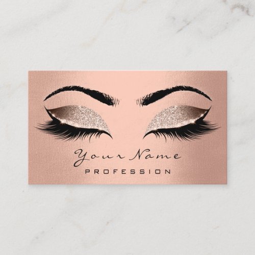 Makeup Artist Brown Lashes Glitter Wax Rose Gold Business Card