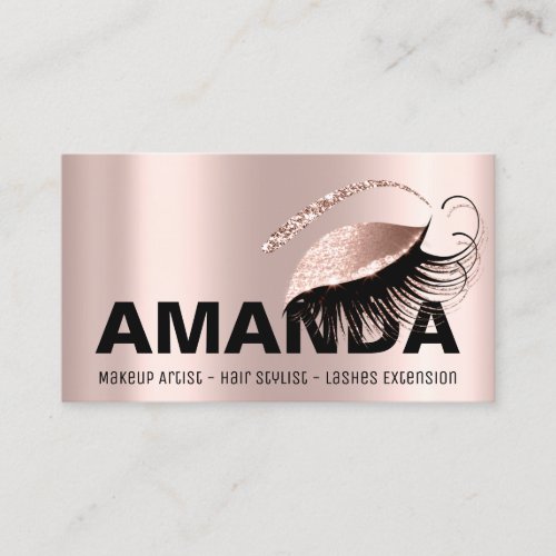 Makeup Artist Brown Salon Eyelash Rose Diamond Business Card