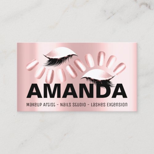 Makeup Artist Brown Salon Eyelash Rose Unique Pink Business Card