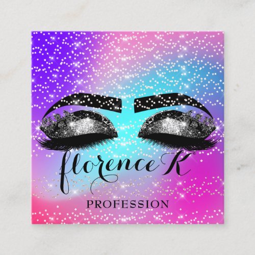Makeup Artist Brows Eyelashes Extensions Rose Pink Square Business Card
