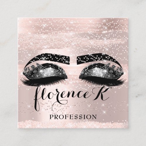 Makeup Artist Brows Eyelashes Extensions VIP Rose Square Business Card