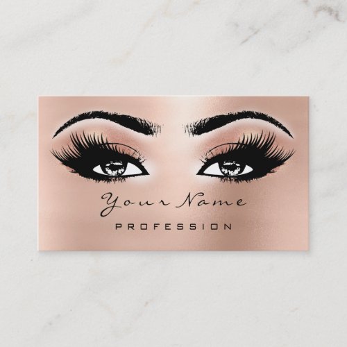 Makeup Artist Brows Eyes Lashes Glitter Peach Rose Business Card