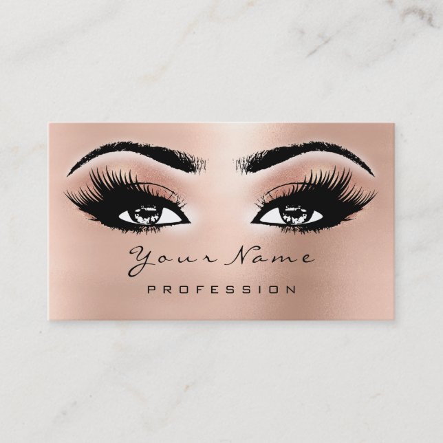 Makeup Artist Brows Eyes Lashes Glitter Peach Rose Business Card (Front)