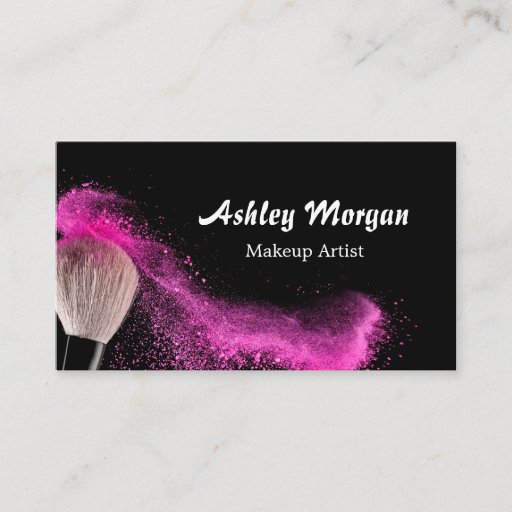 Customizable Makeup Artist Brush Powder Fashionable Black White Business Card