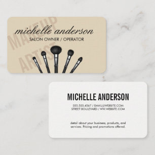 Makeup Artist Brushes Overlapping Text Business Card