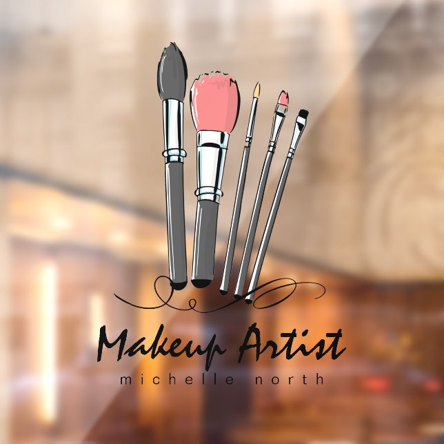 Makeup Artist Brushes Pink ID874 Window Cling (Sheet 2)