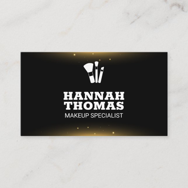 Makeup Artist Brushes | Sparkles Business Card (Front)