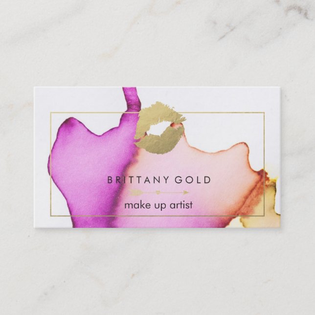 Makeup Artist Business Card - Chic Watercolor (Front)
