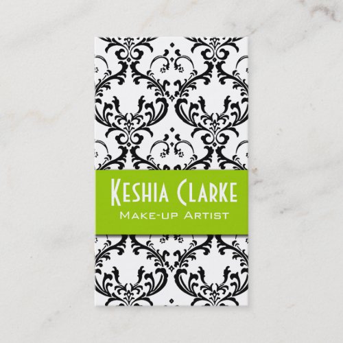 Makeup Artist Business Card Damask Green