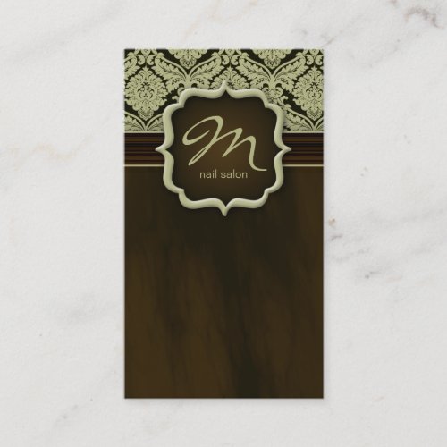 Makeup Artist Business Card Damask Green Brown
