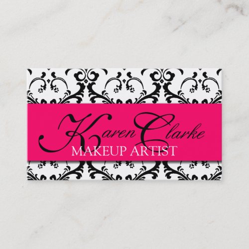 Makeup Artist Business Card Damask Pink