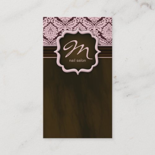 Makeup Artist Business Card Damask Pink Brown