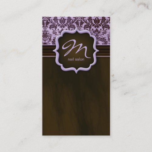 Makeup Artist Business Card Damask Purple Brown