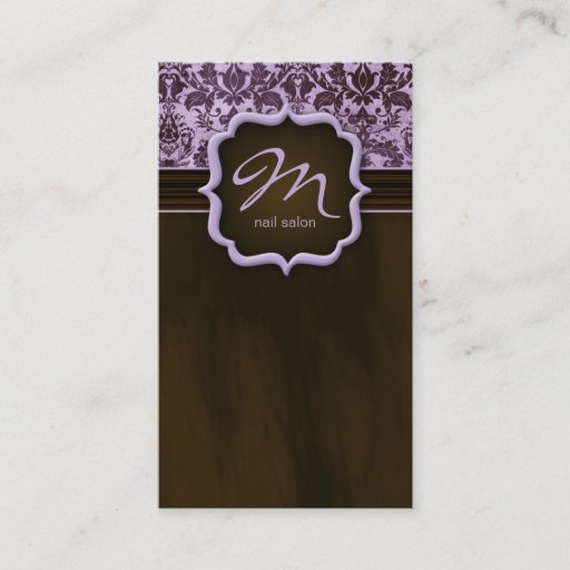 Customizable Makeup Artist Business Card Damask Purple Brown