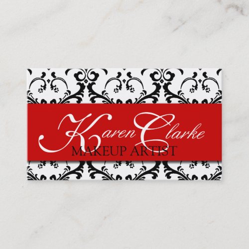 Makeup Artist Business Card Damask Red