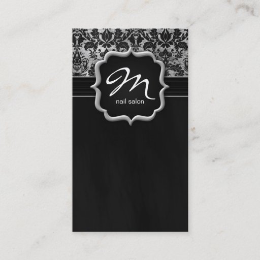 Customizable Makeup Artist Business Card Damask Silver Black
