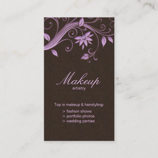 Customizable Makeup Artist Business Card Flower Purple Brown