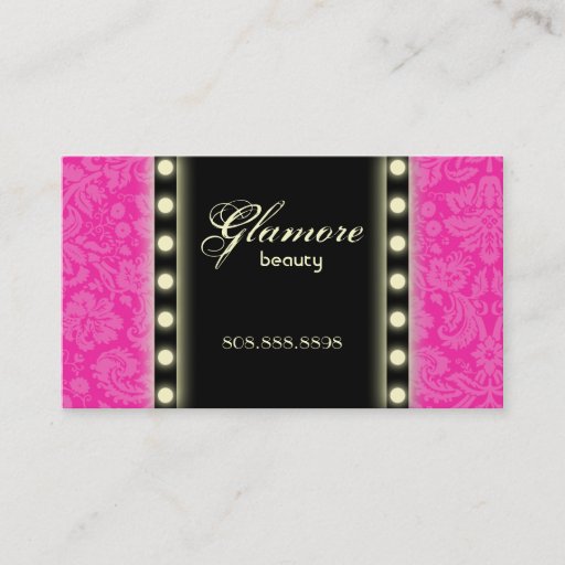 Customizable Makeup Artist Business Card Lights Pink Black