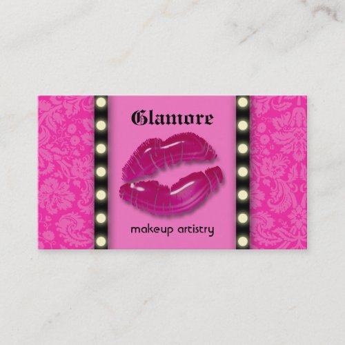 Makeup Artist Business Card LIghts Pink Lips